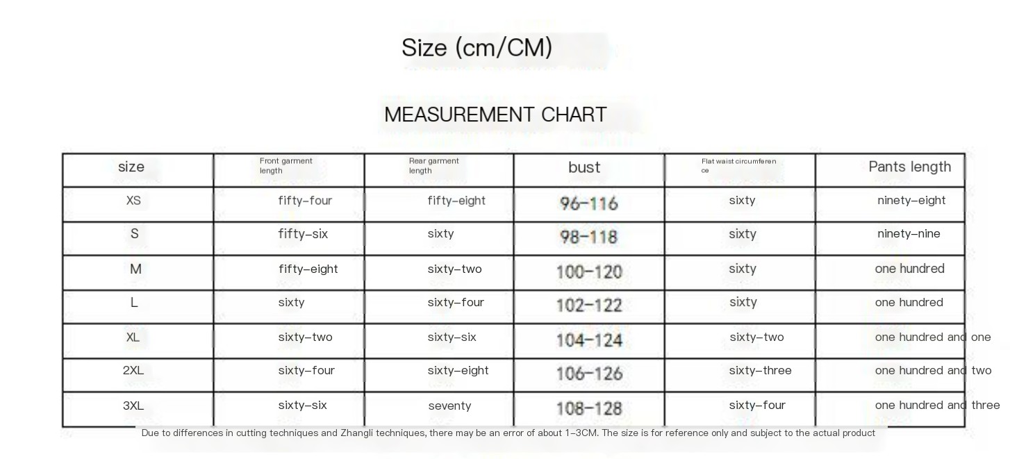 Elegant and Comfortable Knitted Set Size Chart