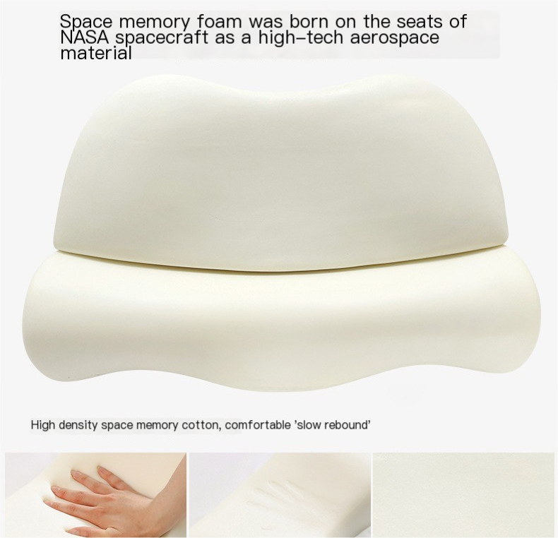 High-density foam pillow with textured surface for optimal spinal alignment.