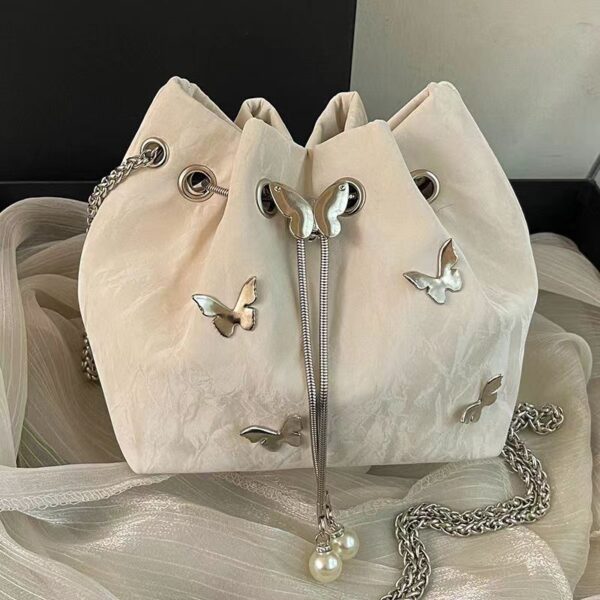 Silver Butterfly White Bag