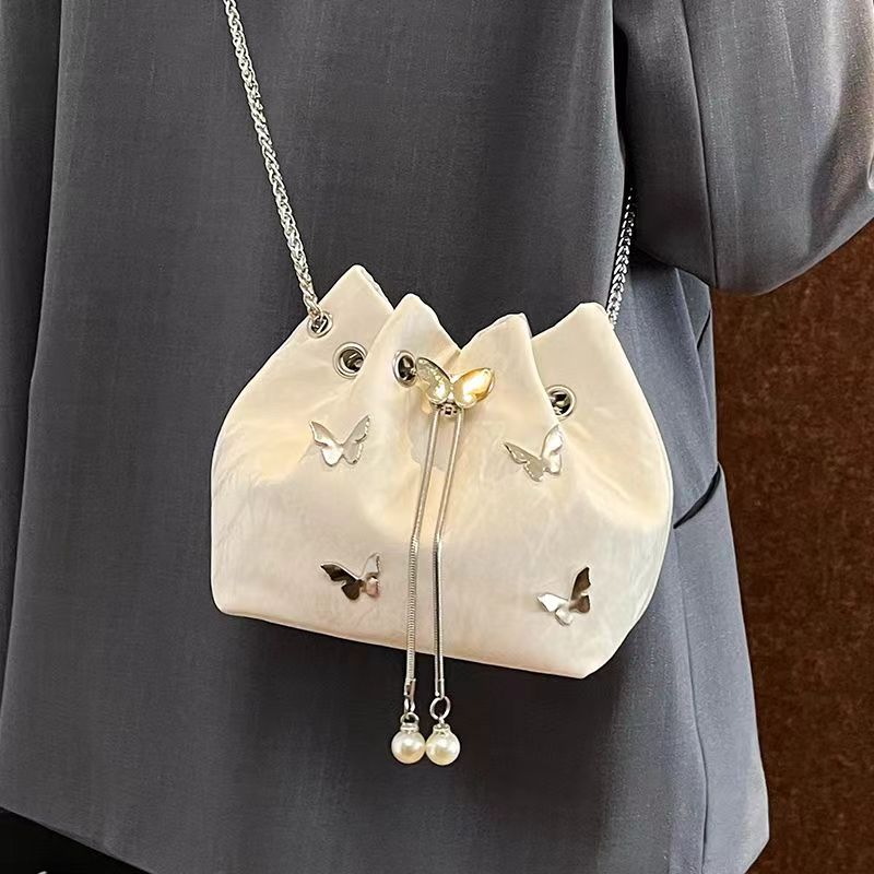 Silver Butterfly White Bag