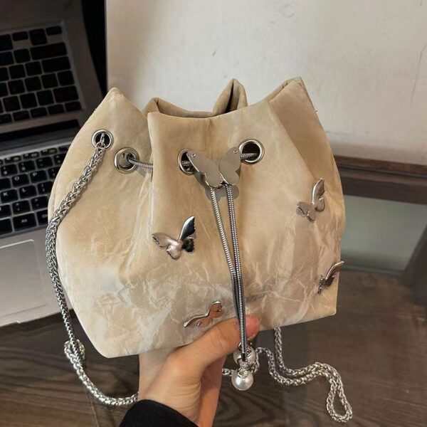 Silver Butterfly khaki Bag