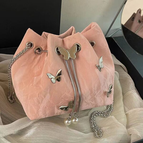 Silver Butterfly Pink Bag