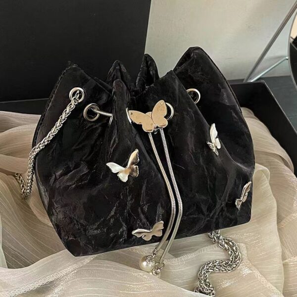 Silver Butterfly Colorful Bag-Black