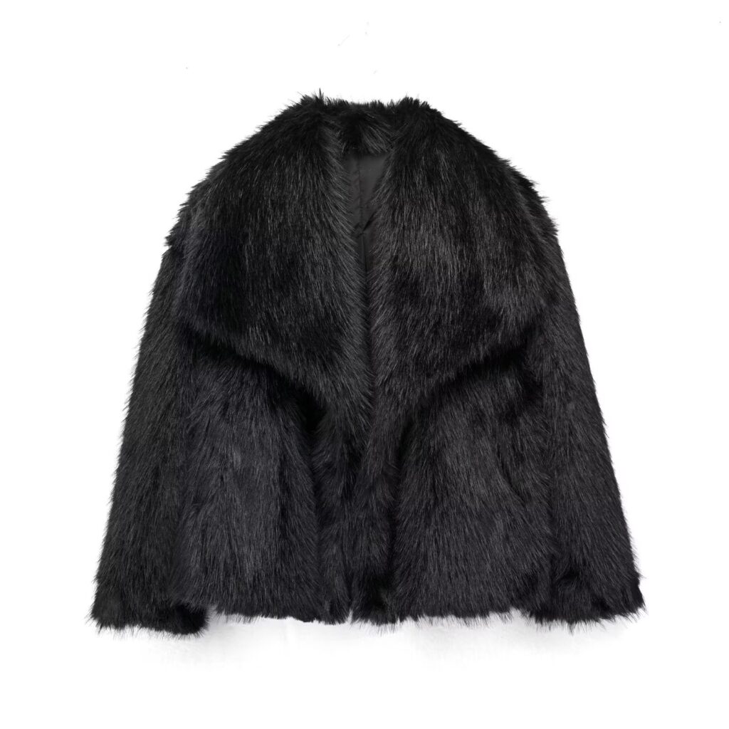 Mysterious Black -Faux fur coat