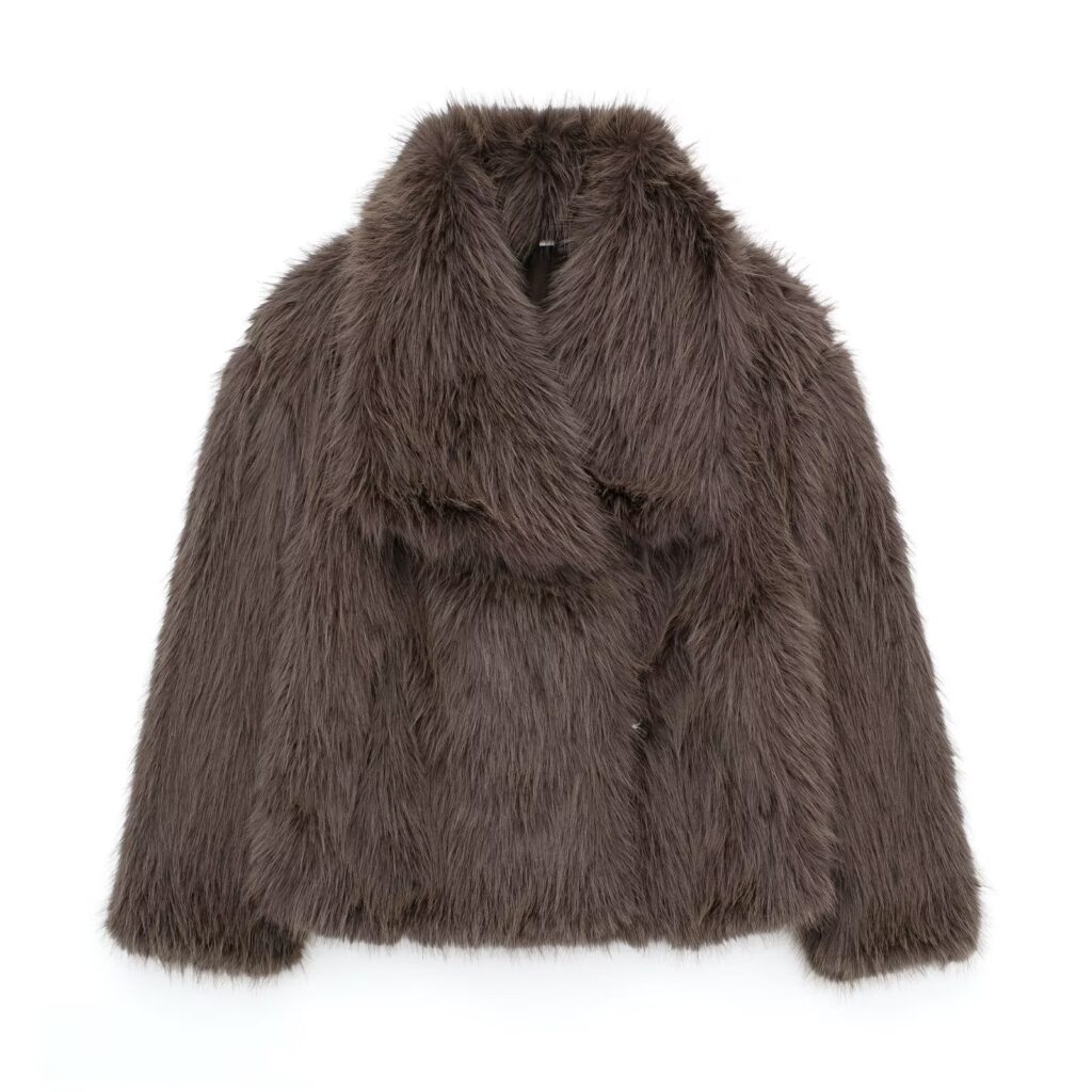 Elegant deep brown-Faux fur coat